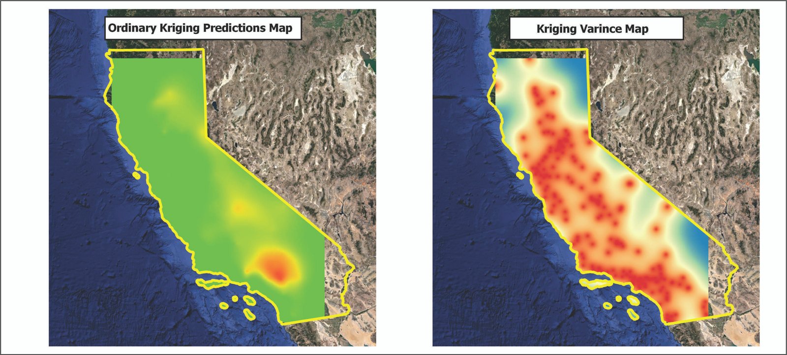 kriging interpolarion, variance map